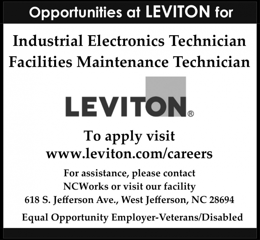 Industrial Electronics Technician Leviton West Jefferson NC industrial-electronics-technician-leviton-west-jefferson-nc